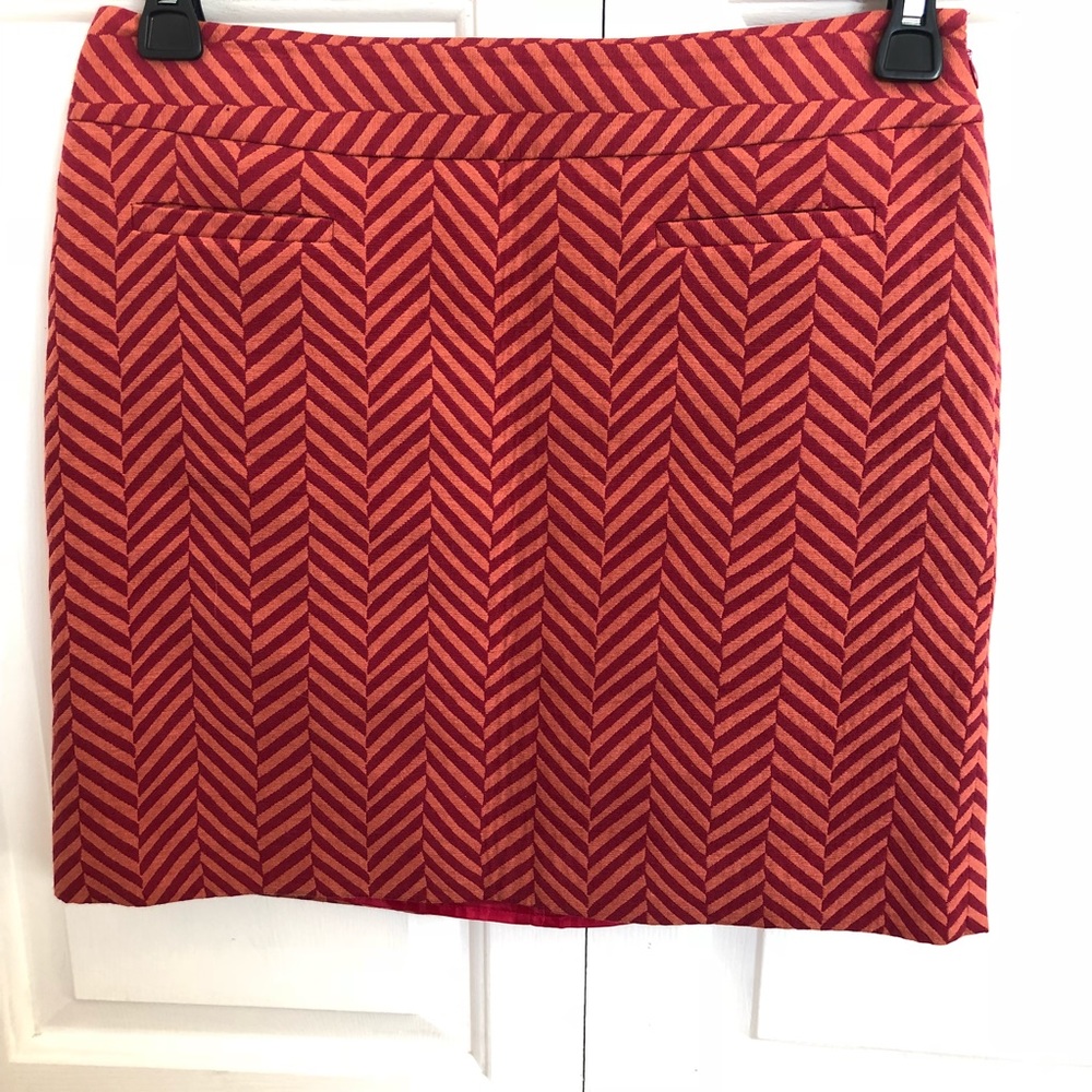 Loft herringbone patterned orange shift skirt